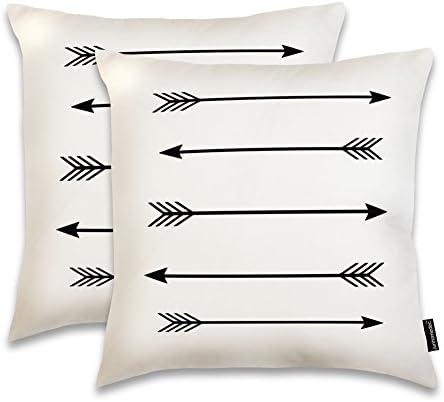 JUNHOMEDEC Black Geometric Arrows Throw Pillow Sham Cushion Cover Case Home Decorative Toss Pillow Shell Pillow case for Sofa Couch Bed Square 18" - (Set of 2) Zippered (YIJIE20180202-159)