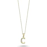 Wish Carat 100% 14k Real Gold Necklace for Women with Zirconia Diamond | Dainty Charm Alphabet Name Letter Initial Necklaces for Women & Girls | Pendant Jewelry for Her | Birthday Gifts, | 18''