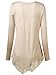 DJT Women's Long Sleeve Boat Neck Lace Hem Hankerchief Tunic Shirts XX-Large Apricot