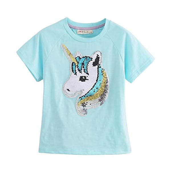 HH Family Flip Sequin Unicorn Shirt Tee for Girls 3-12 Years