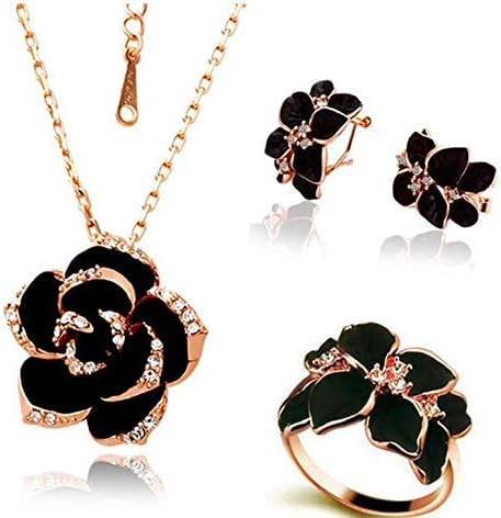 MODA ACCESSORIES Golden Rose Flower Pendant Jewellery Set for Women