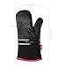 DEIK Oven Mitts, Non-slip Kitchen Mitts with Heat Resistant up to 464°F, Cooking Gloves Larger and Longer for Baking, Barbecue, Grilling, Black, 1 Pair