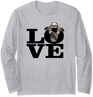Unisex I Love Sloths Long Sleeve T-shirt Funny Sloth Lover Small Heather Grey