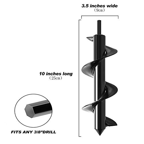 Auger Drill Bit- Garden Plant Flower Bulb Auger 3" x 10 " Inch Rapid Planter -Spiral Drill Bit for Tulips, Iris, Bedding Plants and Digging Weeds Roots