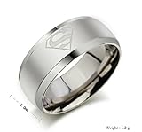 Acupress 8mm Silver Color Band Ring Unisex Size 6-12 Stainless Steel Men's Titanium Superman Superhero