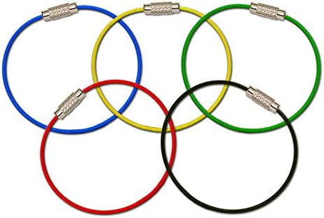 MantaRing - Cable Key Ring with Screw Lock - Strong, Flexible, Waterproof. One Ring for Keys and So Much More (5 Pack) (Color Variety)