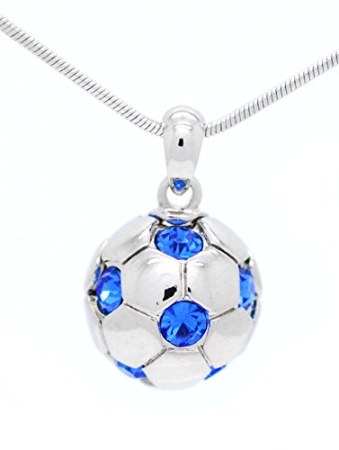 Violet Victoria & Fan Star Soccer Ball Necklace - Crystal Soccer Ball Necklace - Light Blue