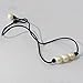 Wiw Pearl Choker for Women with 3 Simple AA Quality Freshwater Beads Necklace on Leather Cord Handmade Jewelry (Black 16