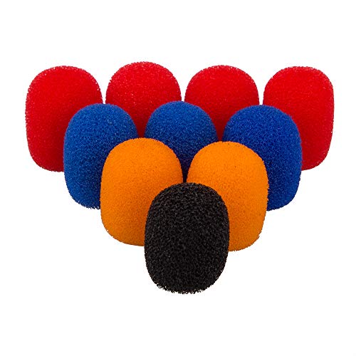25 Pack Mini Lapel Headset Microphone Windscreen Foam Cover，findTop Lavalier Microphone Windscreen Assorted Colors (10 Black, 5 Orange, 5 Blue, 5 Red) - Thumbnail 3