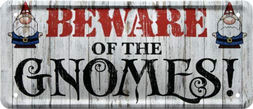 Beware of The Gnomes 28 x 12 cm Decorative Tin Sign 1989