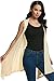 Beyove Women's Asymetric Hem Sleeveless Open Front Drape Cardigan Sweater Vest Off White XL