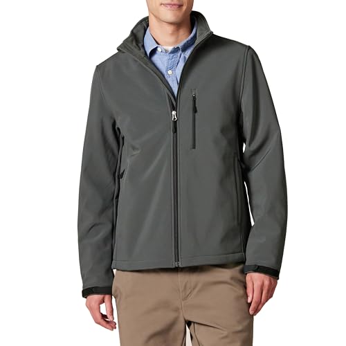 Amazon Essentials Herren Wasserbestaendige Softshelljacke, Kohlegrau, XL