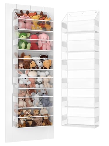 Wakaye Door Hanger Organizer - 6-Tier Cuddly Toy Storage Bathroom Organizer and Storage, Swing Proof Hanging Organizer for Toys/Baby Items (Clear)