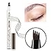 Eyebrow Pencil, Micro Ink Brow Pen 4 Points Eyebrow Tattoo Pen Tat Brow Microblading Waterproof & Smudge-Proof With Micro-Fork Tips Applicator for Natural Eye Brwon Makeup