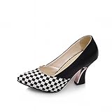 Carol Shoes Women's Damier Pattern Assorted Colors Fashion Sexy Pointed-toe High Chunky Heel Dress Shoes