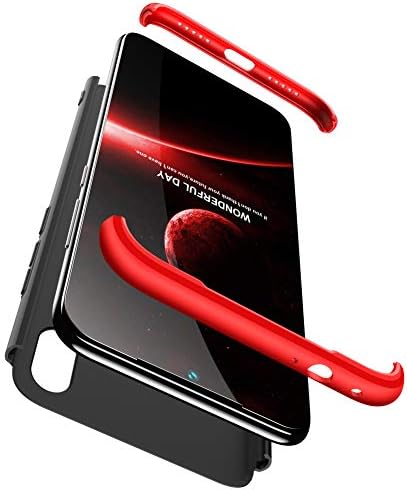 hyujia for VIVO Nex S Case,3 in 1 Slim Soft PC Matte Case+360 degrees TPU Flexible Coque caso Silicone Cover[Tempered Glass Screen Protector]-Black+red