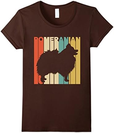 Women's Vintage Style Pomeranian Silhouette Dog Owner T-Shirt Small Brown