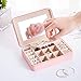 Longess Jewelry Box Organizer Faux Leather Jewelry Case Various Compartments with Mirror for Rings Earrings Necklace Bracelets Birthday Gifts for Girls Women (Pink)