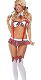 DGAGA Sexy Lingerie School Girl Stripe Mini Dress Uniform Costume