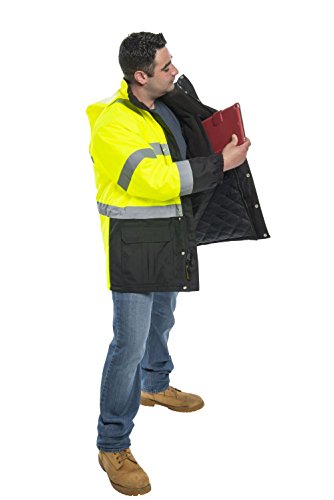 Utility Pro UHV1004 High-Vis Contractor Safety Jacket with Waterproof Dupont Teflon Protection, Lime/Black, 3X-Large