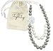 Baby Teething Necklace for Mom, Silicone Teething Beads, 100% BPA Free (Custom Soft Gray/Pearl)