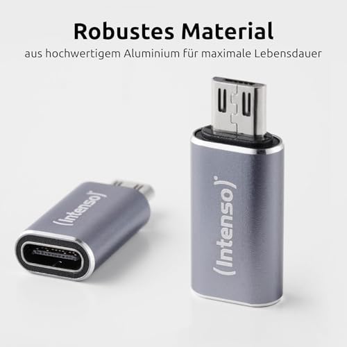Adaptador USB-C para microUSB (C480M) 3 unidades, 480 Mbps, USB 2.0 de alta velocidade, OTG, Alumínio, cinzento