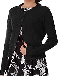 Womens Long Sleeve Cable Knit Cardigans Button Open Front Sweater Shrug Coat
