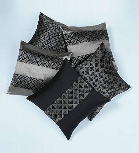 Lushomes Jacquard Black Cushion Cover Set for Any Celebration.(Pack of 5, 40 x 40 cms)