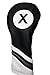 Golf Headcover Black and White Leather Style #X Fairway Head Cover Fits Fairway Wood Clubs