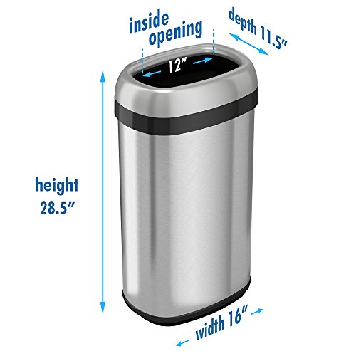 iTouchless DualDeodorizer Oval Open Top Trash Can and Recycle Bin, 16