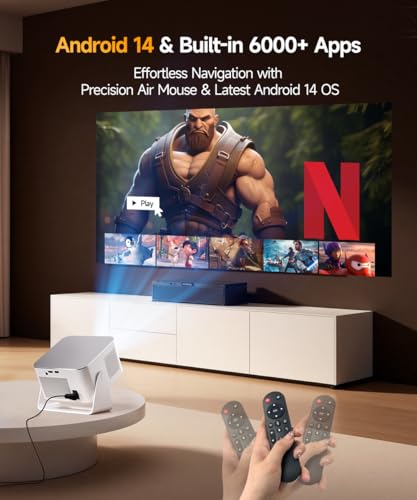 Smart Projector with 4K 8K Support, Portable Projectors with Wifi6 and Bluetooth5.4, 600 ANSI, Auto Focus & Obstacle Avoidance 1080P Mini Movie Proyector for Home Outdoor, Magcubic HY350Max