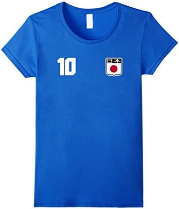 Womens JAPAN T-shirt Japanese Tee Retro Soccer Football Large Royal Blue