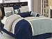 Chezmoi Collection 7-Piece Quilted Patchwork Comforter Set (California King, Blue/Gray)