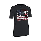 Under Armour Boys' Big Flag Logo Shirt, Black, Youth X-Large