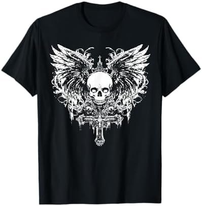 Amazon.com: Emo Y2K Grunge Aesthetic Alt Goth Skull Cross Gothic T