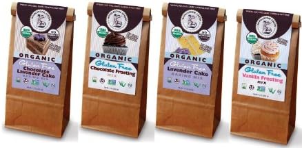 Gluten Free Chocolate Lavender Cake, Chocolate Frosting, Lavender Cake, and Vanilla Frosting Mixes Bundle of 4 - Organic, Vegan, Non-GMO, GF, Dairy Free