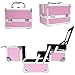 Mini Makeup Train Case with Mirror Portable Aluminum Cosmetic Organizer Box 2 Trays Pink