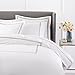 Amazon Brand – Pinzon 400 Thread Count Egyptian Cotton Sateen Hotel Stitch Duvet Cover - Full or Queen, Taupe