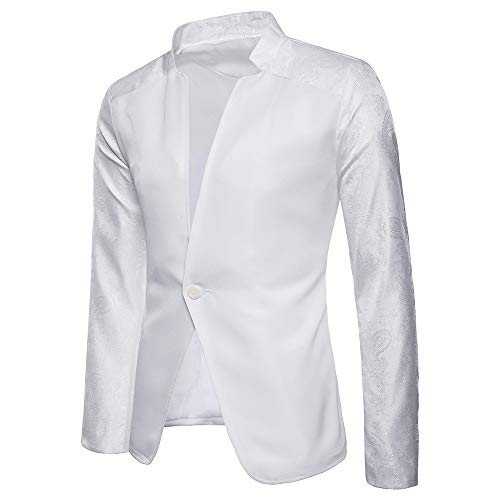 Fashion Charm Casual One Button Fit Suit Blazer Coat Jacket Top Men White