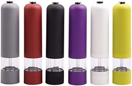 Electric Pepper Grinder or Salt Mill Grinder With LIGHT Battery Operated Grinder Electric Salt or Pepper Mill Soft Touch Refillable Shaker Electronic Grinder Spices Herb Grinder Coloured (Black)