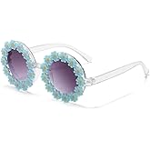 Round Flower Sunglasses for Women Flower Shaped Cute Glasses UV 400 Protection Daisy glasses for Holiday beach