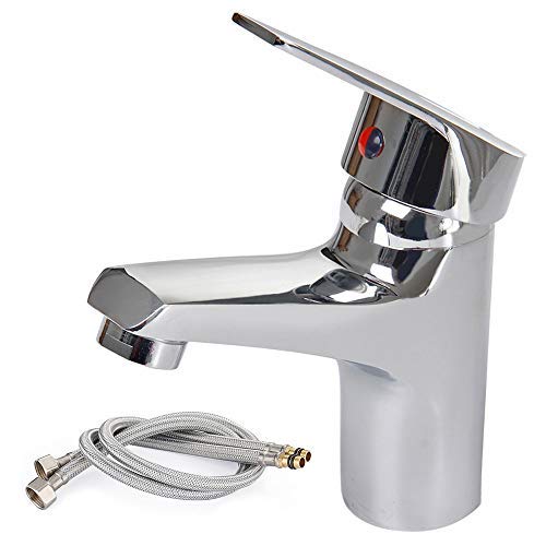 Waterfall Bathroom Monobloc Basin Sink Mixer Tap Chrome Single Lever with 2 Hoses