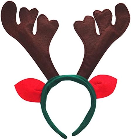 Grazing Halloween Christmas Hair Ornament Plush Reindeer Antlers Headband (Coffee with Ears)