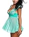 Avidlove Women V Neck Lingerie Lace Babydoll Mesh Chemise Nightwear Green XL