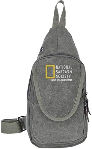 National Sarcasm Society Geographic Parody Traveling Chest Bags For Men&Women Multipurpose Casual Daypack Hiking Shoulder Bag