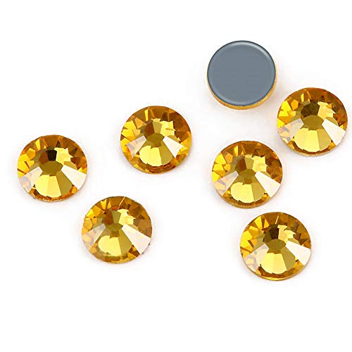 Dowarm 1440 Pieces Hotfix Crystal Rhinestones for Clothes Crafts, Hot Fix Glue on Flatback Crystals, Iron on Crystal Rhinestone (Topaz, SS10)