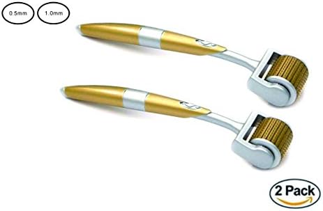 Skincare 2 Pack 192 0.5mm,1.0mm Titanium MicroNeedle, Micro Needles Derma Roller Skin Care for Acne Scars, Wrinkles, Blackhead, Stretch Marks, Anti-Aging and Cellulite