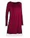 OUGES Women's Long Sleeve Lace Stitching Trim Casual Dress(Wine,XL)