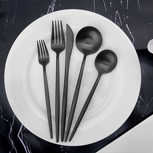 Vanys Silverware Set, Matte Black Flatware Cutlery Set Service for 4