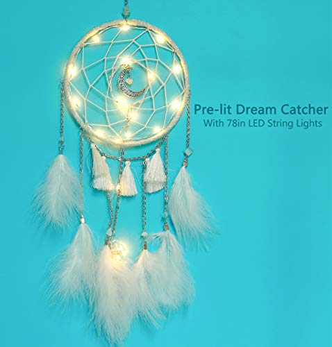 image for Sonwolf Dream Catchers Handmade with LED for Bedroom Wall Hanging Home